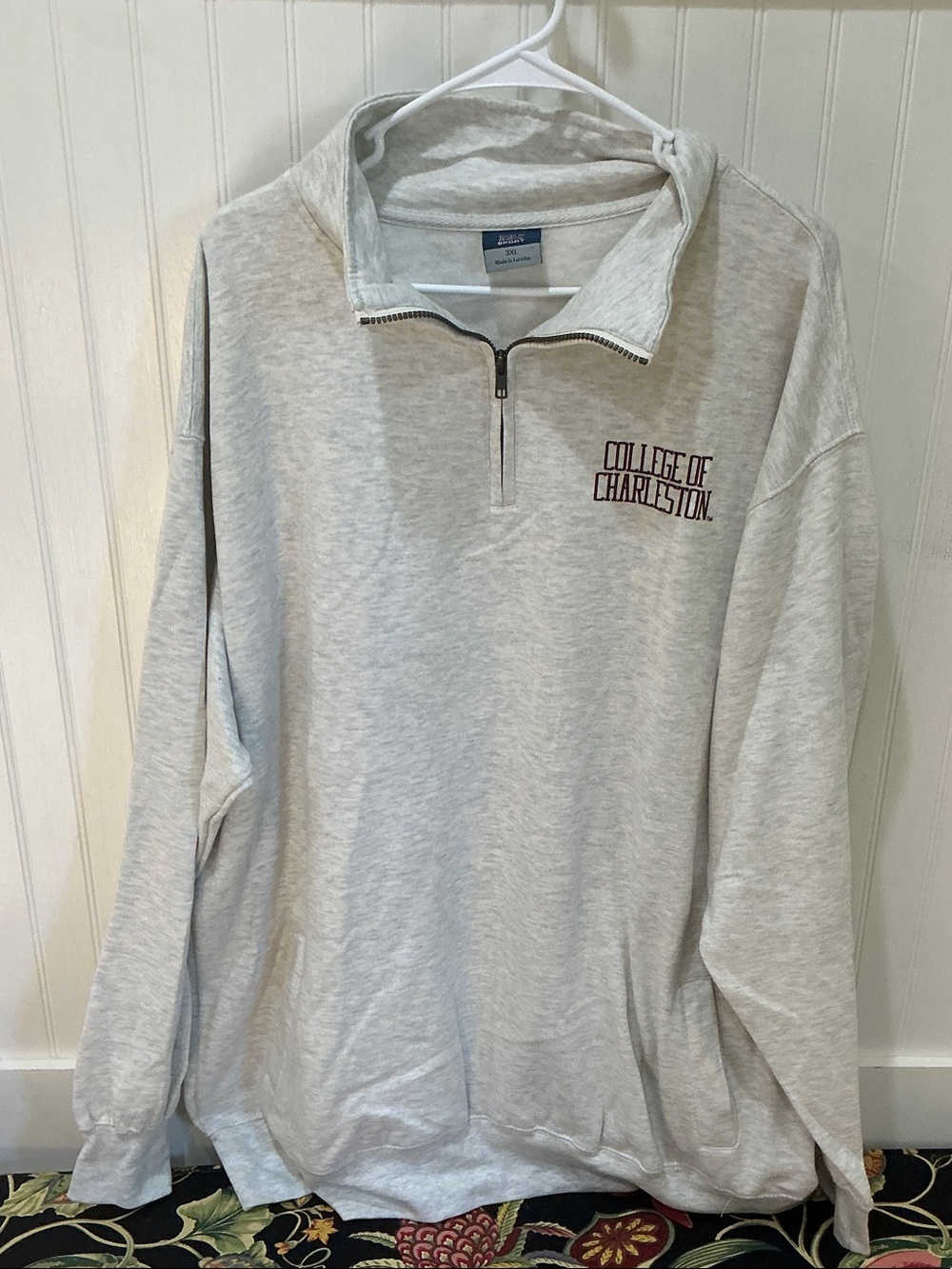 MV Sport College of Charleston Light Gray Quarter-Zip Pullover